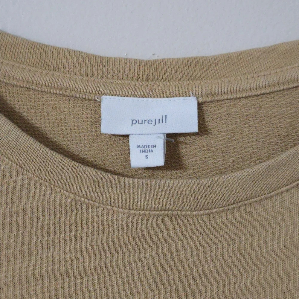 J. JILL 100 Cotton French Terry Slub Knit Long Sleeve Crew, Bishop Sleeves, S - Picture 4 of 13